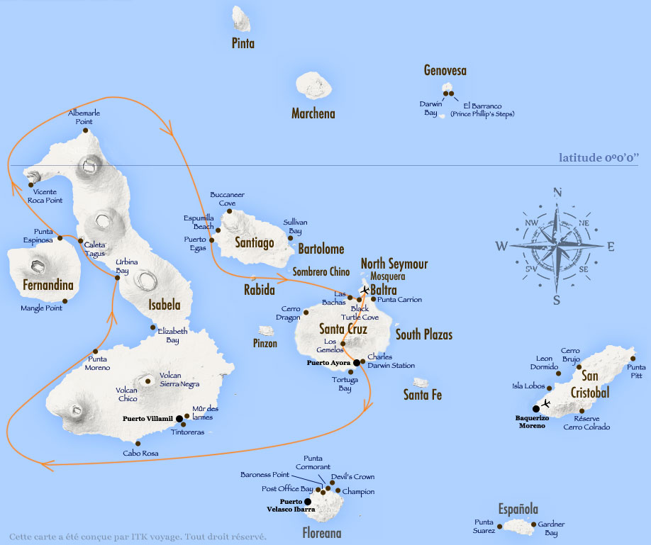 Croisière Archipel I Galapagos, itinéraire 5J A