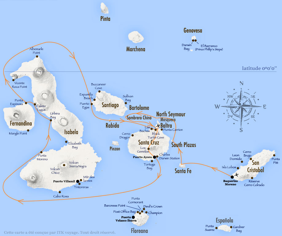 Croisière Galapagos Archipel I: itinéraire 8J A