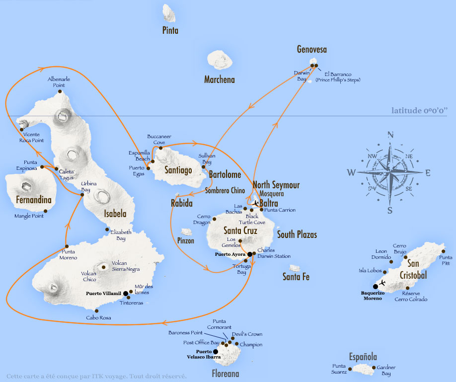 Croisière Galapagos Nemo II, itinéraire 8 jours A
