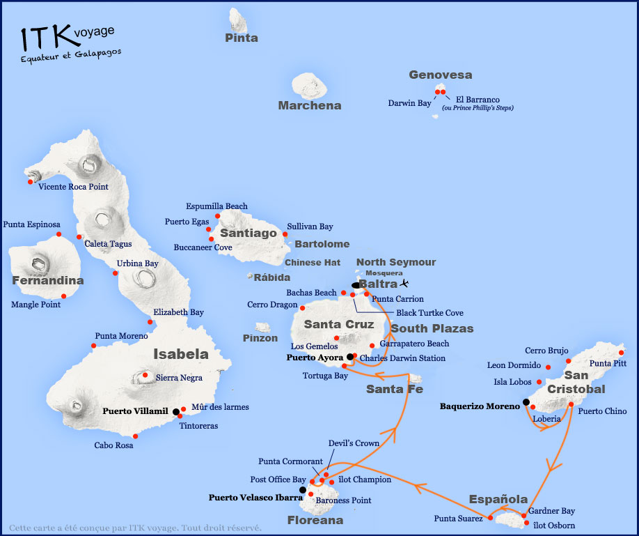 Croisière Treasure of Galapagos, itinéraire 5 jours B