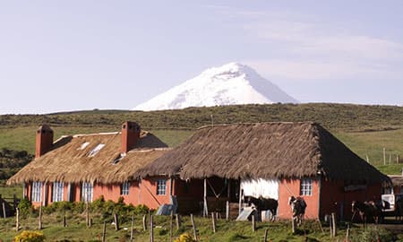 Hôtel Hacienda El Porvenir, Parc Cotopaxi, Equateur, vue sur le volcan