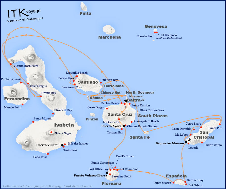 Croisière Monserrat Galapagos, itinéraire 15j