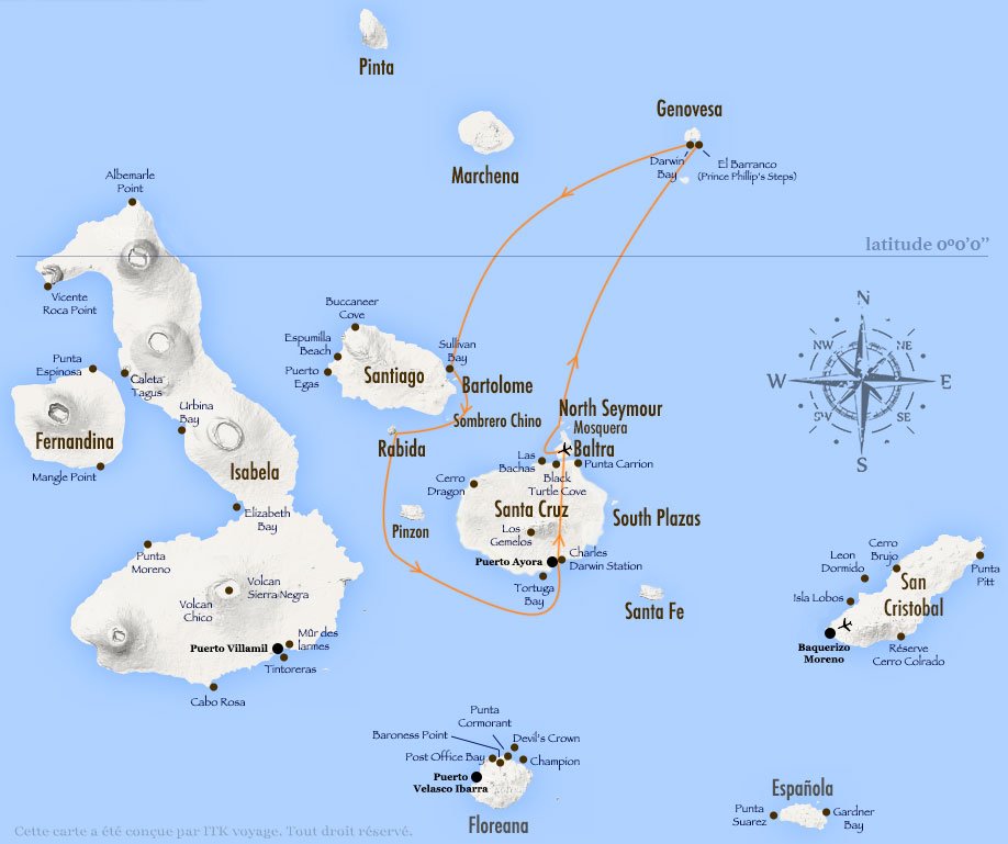 Croisière Galapagos Nemo II, itinéraire 4 jours A