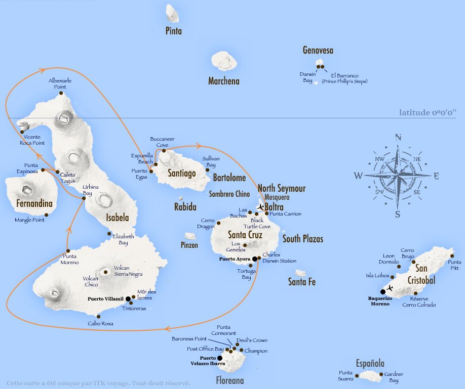 Croisière Galapagos Nemo II, itinéraire 5 jours A